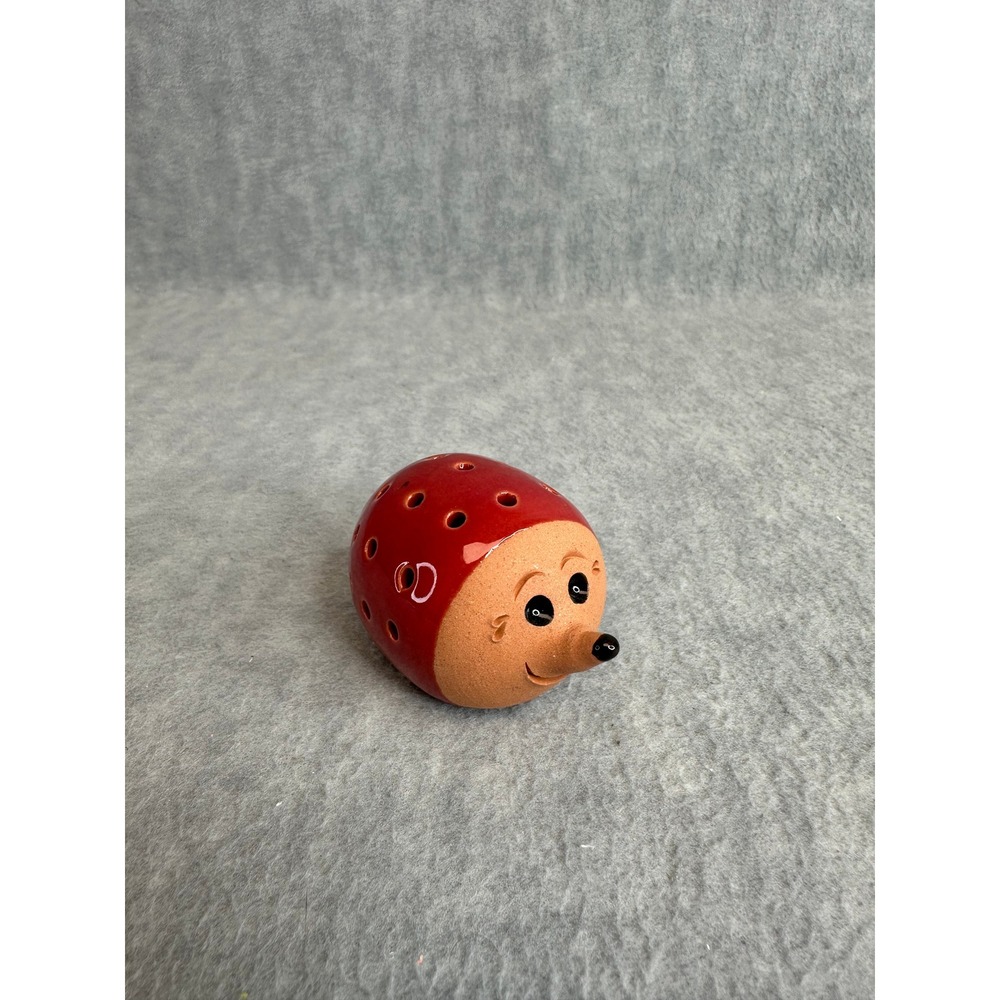 Vintage‎ Unbranded Hedgehog Figurine Clay Red Small Toothpick Holder